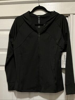 Black Hooded Full-Zip activewearJacket